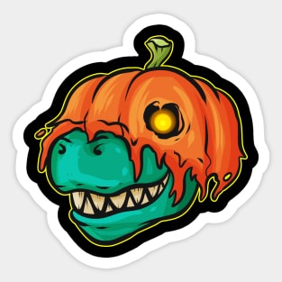 T-Rex Wearing A Pumpkin As Costume For Halloween Sticker